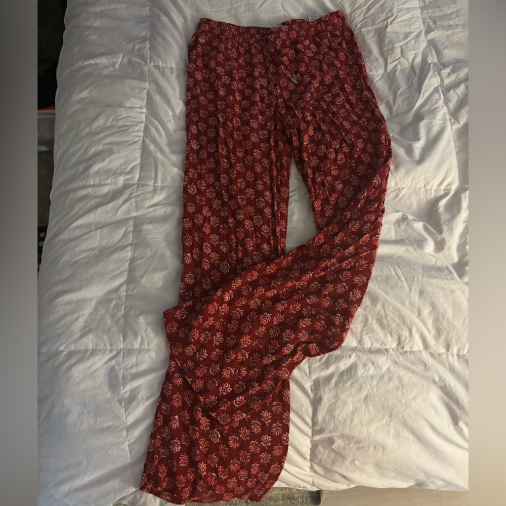 Michael Kors Boho Red Floral Wide-Leg Pants